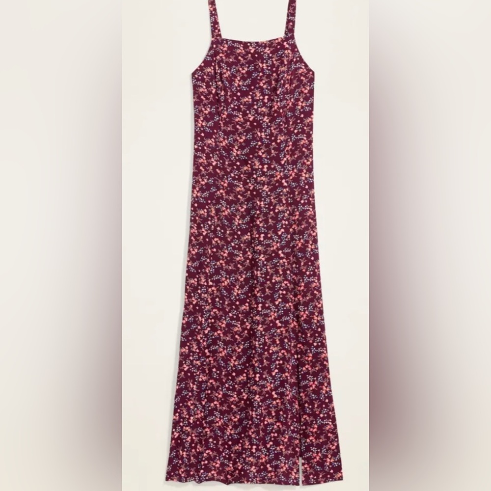 NWT Old Navy Sleeveless Maxi Shift Burgundy Floral Dress Medium